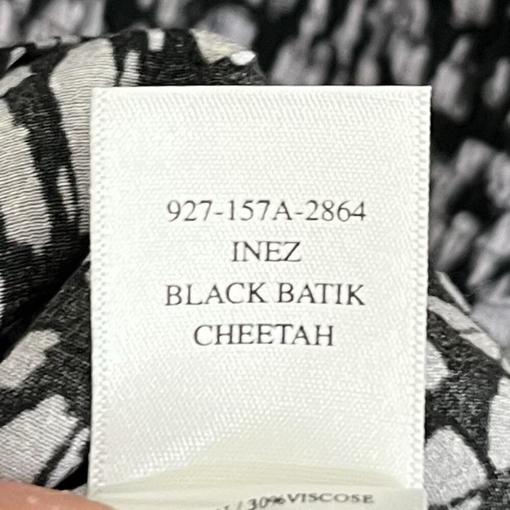 Rails Inez Blouson Dress Women’s Large Black Batik Cheetah Print Smocked Mini - Picture 8 of 8